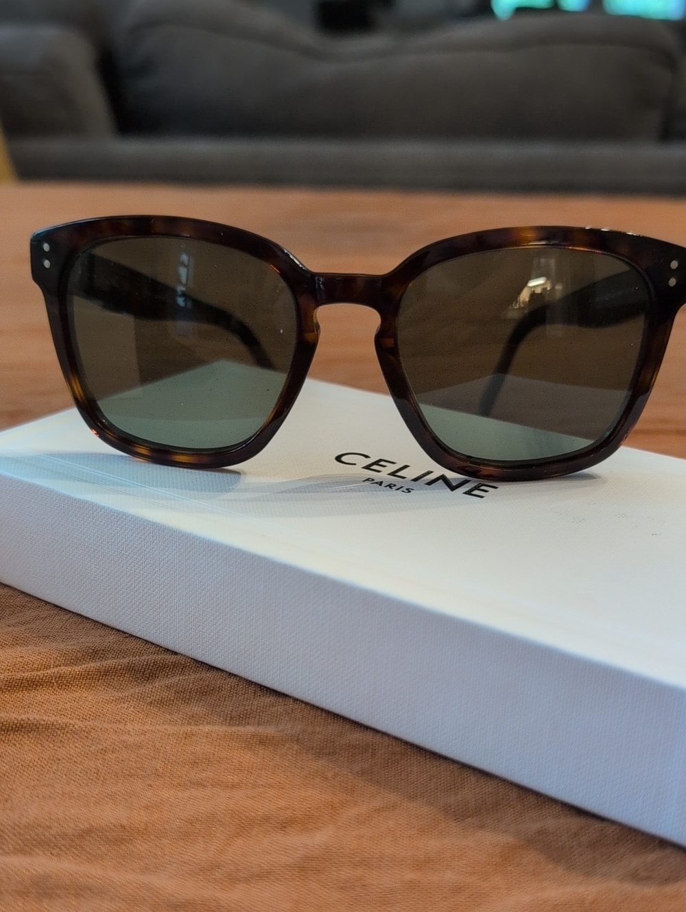 Celine Tortoiseshell Frame Green Lens Sunglasses